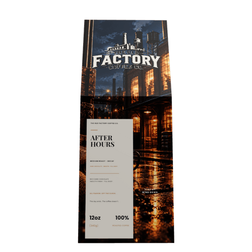 After Hours decaf coffee box angled view