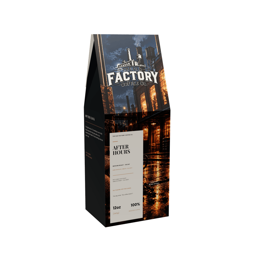 After Hours decaf coffee box front view