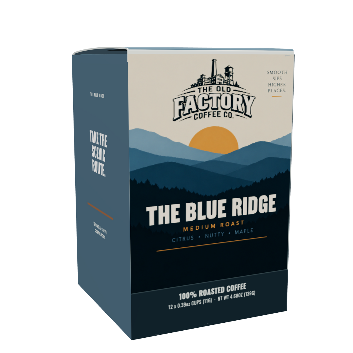 The Blue Ridge coffee pods included in The Old Factory Pod Collection