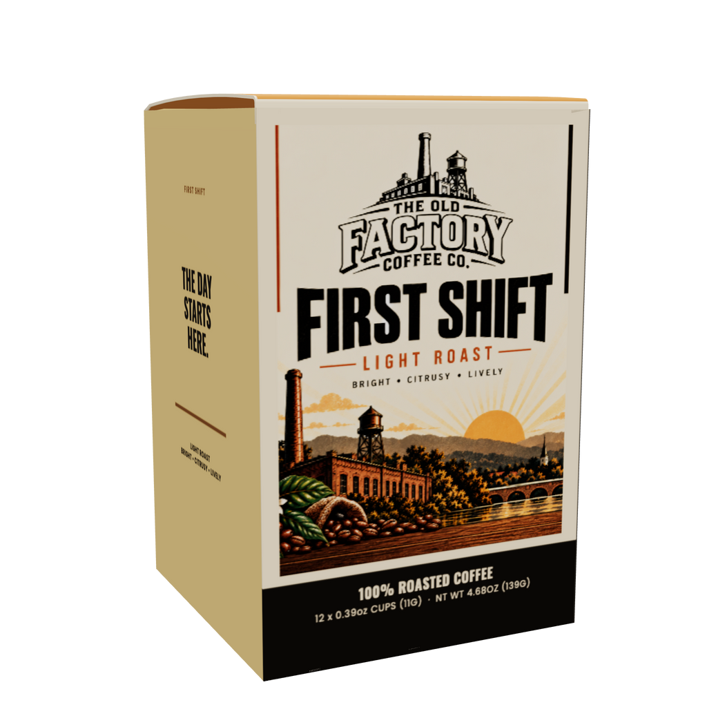 First Shift coffee pods included in The Old Factory Pod Collection