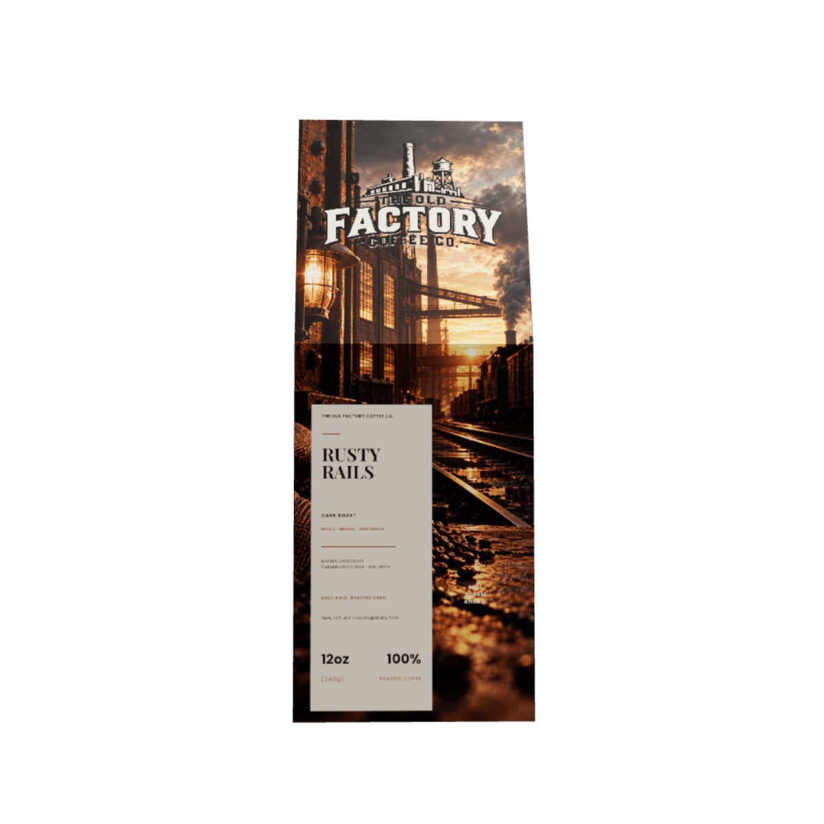 Rusty Rails coffee box angled view